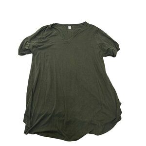 Old Navy Luxe 4X Plus V-Neck Short Sleeve Shirt Dress Olive Green Solid Casual